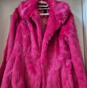 NWT: Ashro Hot Pink Faux Fur Coat